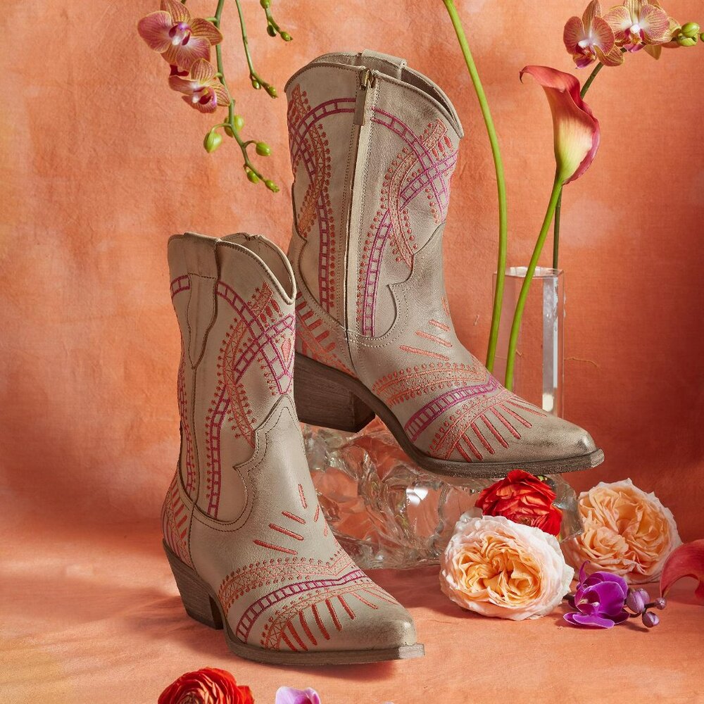 Italian Solaria Embroidered Leather Boots